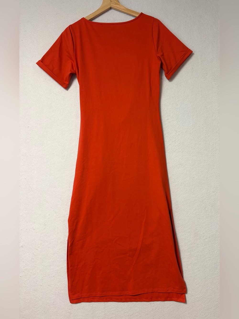 Quince Stretch Organic Cotton Jersey Side Tie Midi Dress Chili Red 
Small NWT - Picture 6 of 10